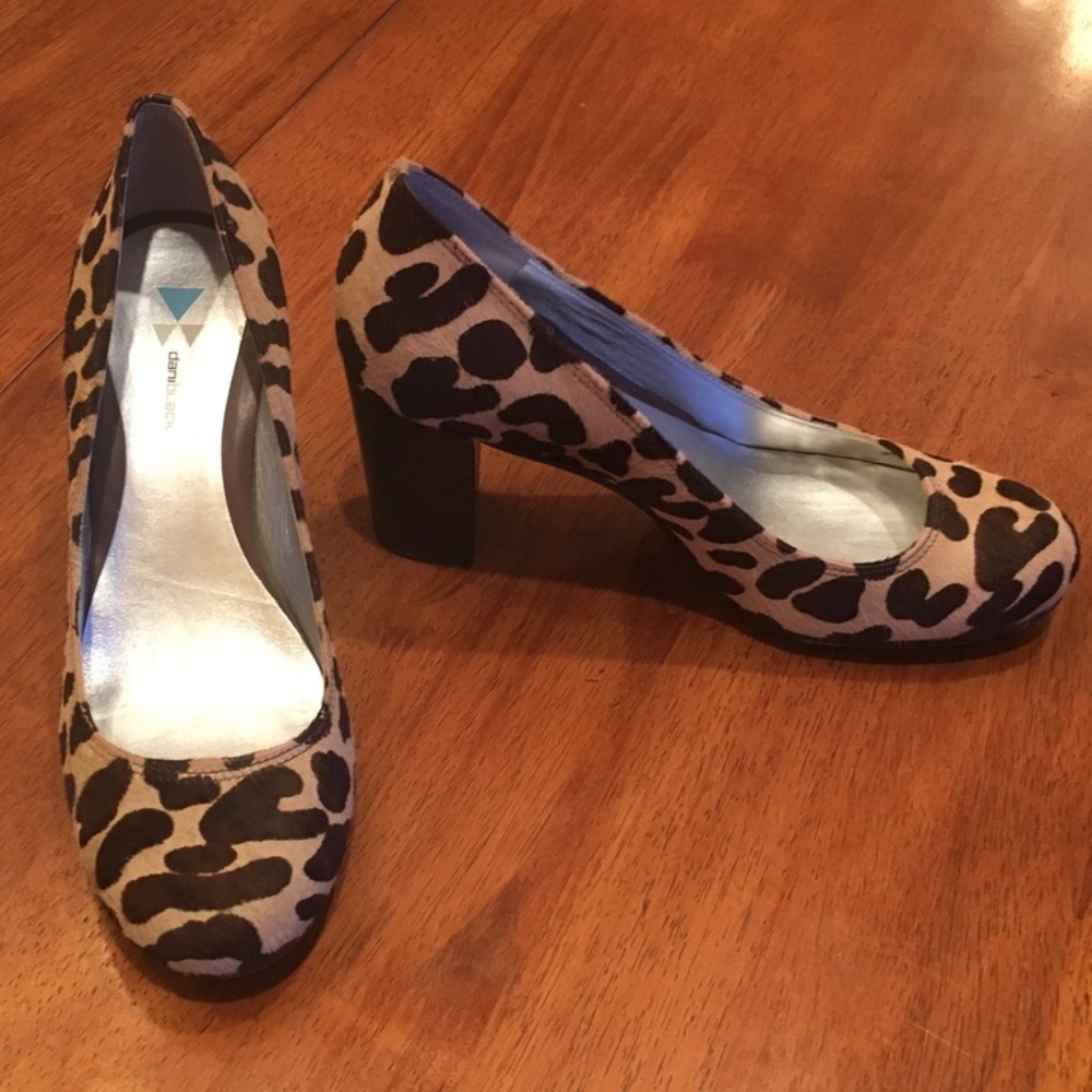 daniblack "pony hair" block heel pumps